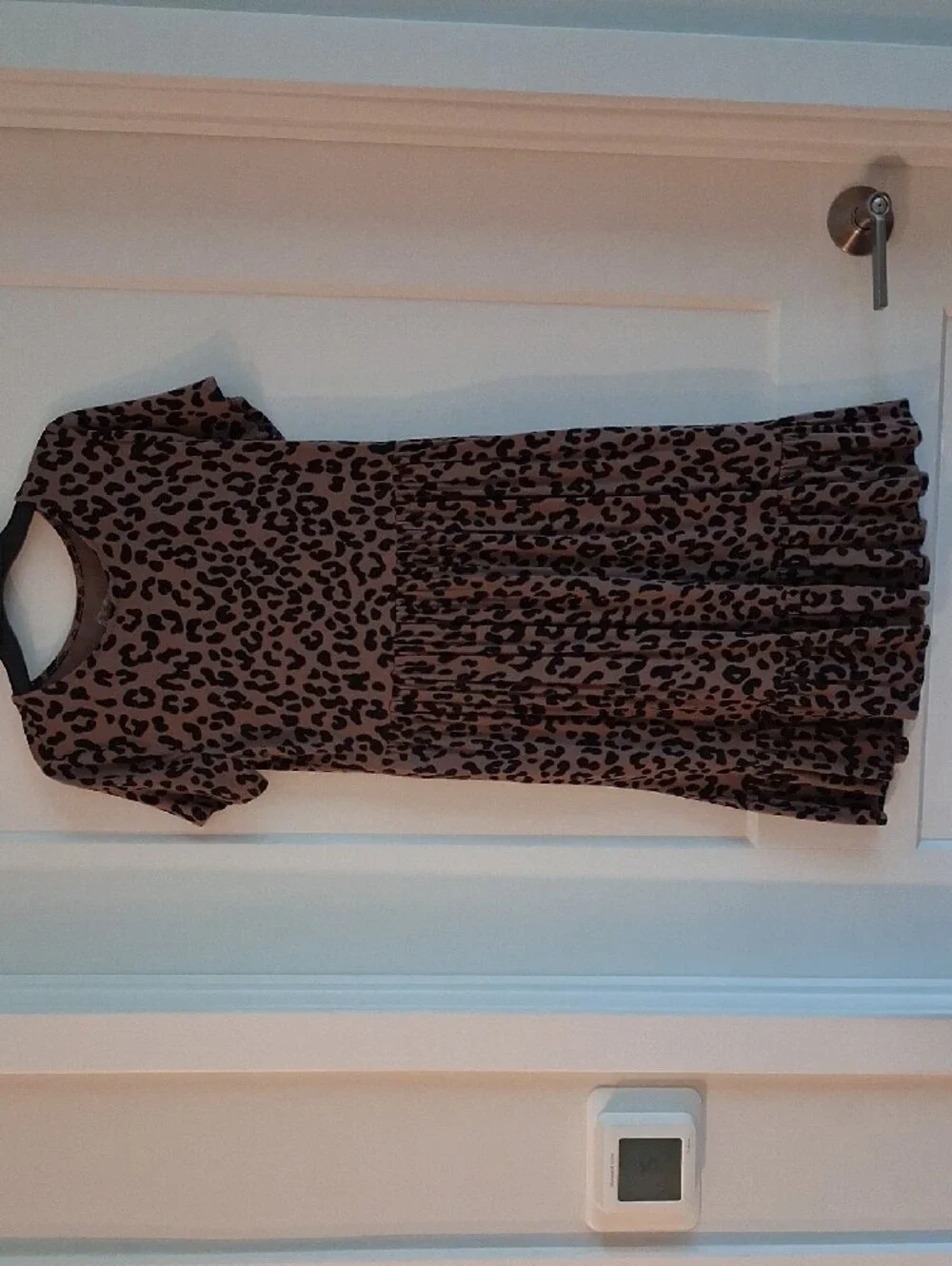 Girls Brown Leopard Print Short Sleeve Dress